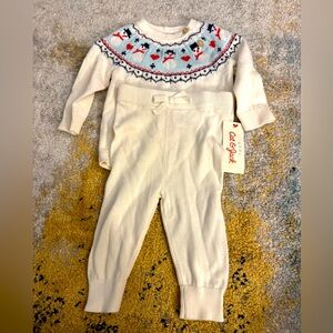 New Cat and Jack Christmas snowman sweater baby outfit set size 3-6 months